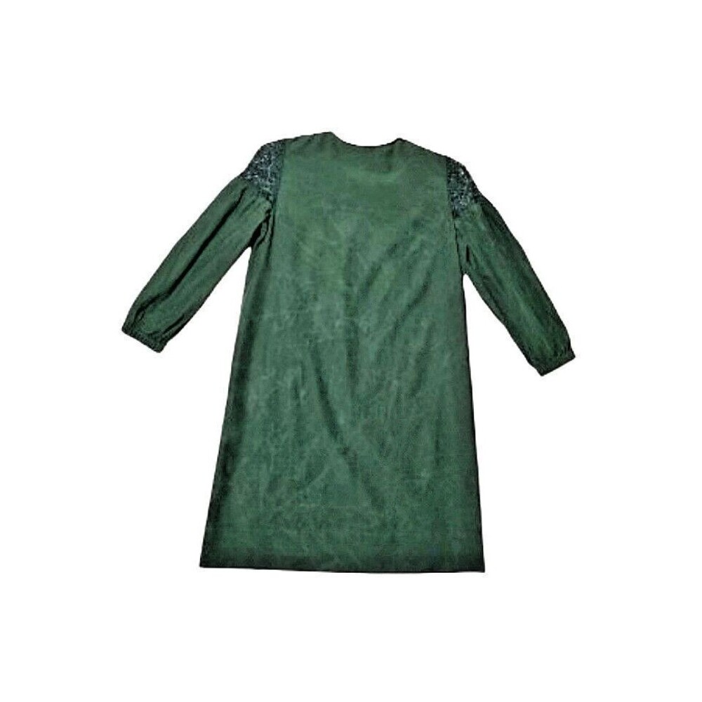 FRAMeWORK Dark Green Shift Dress Sz Medium Above Knee Lace Long Sleeves - Picture 7 of 9
